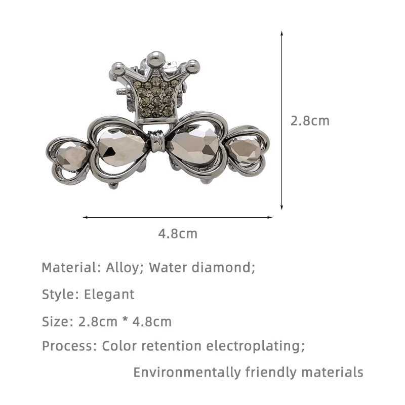 Shining Black Hair Grab Clip For Women Ladies New Fashion Alloy Rhinestone Crown Elegant Summer Ponytail Hairpins Hair AccessorW251028