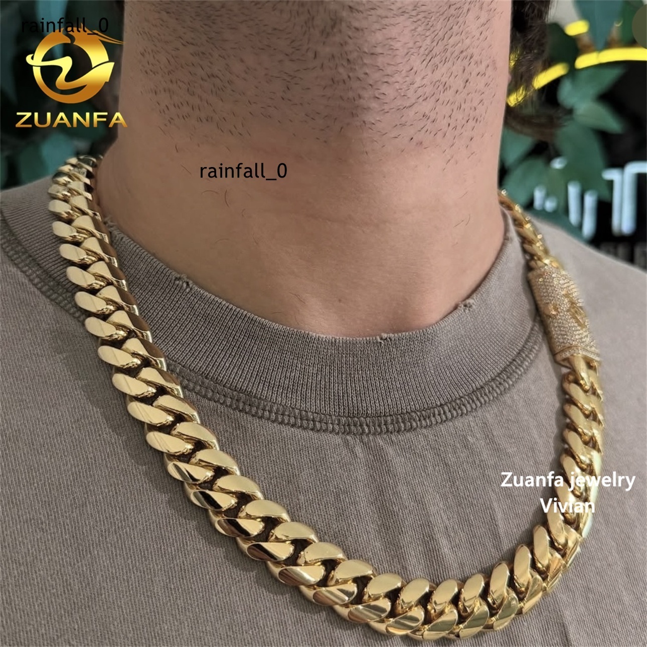 16MM Moissanite Necklace VVS Moissanite Diamond Sterling Silver 925 VVS Moissanite Hip Hop Cuban Chain Cuban Link Necklace