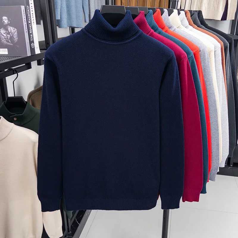 Autumn Mens Knitted TurtleneCK Sweater Slim Fit Long Sleeve Antipilling Pullover Solid Color Trend Men Streetwea J251029