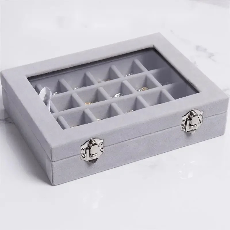 Jewelry Storage Box Earring Ring Necklace Display Classification Dustproof Transparent Flip Lid 251013