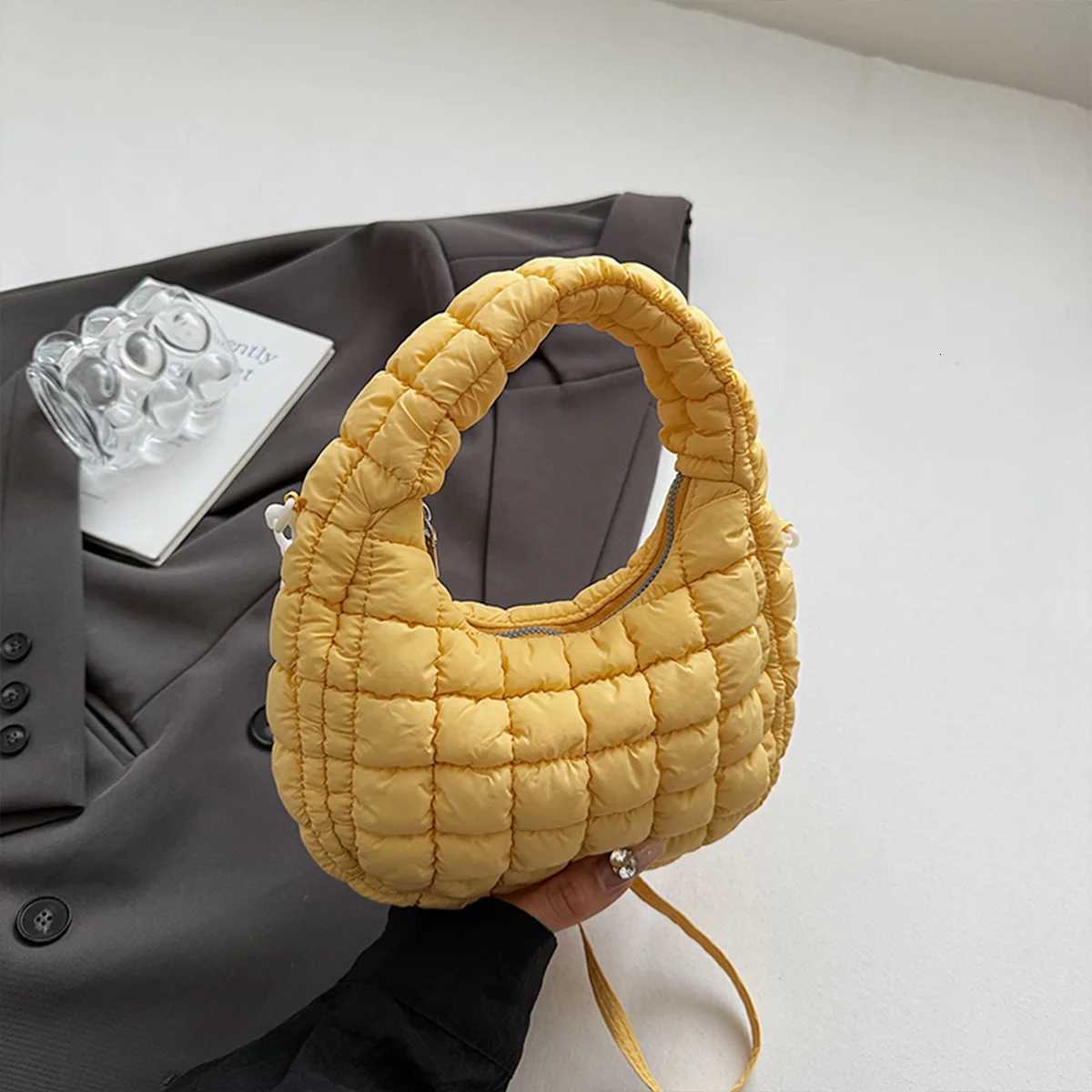 Wen Fi Shoder Bag Crinkle Square Quilted Design Soft Foldable Adjustable Strap Mtifuncti Daily Crossbody Bag1 D251029