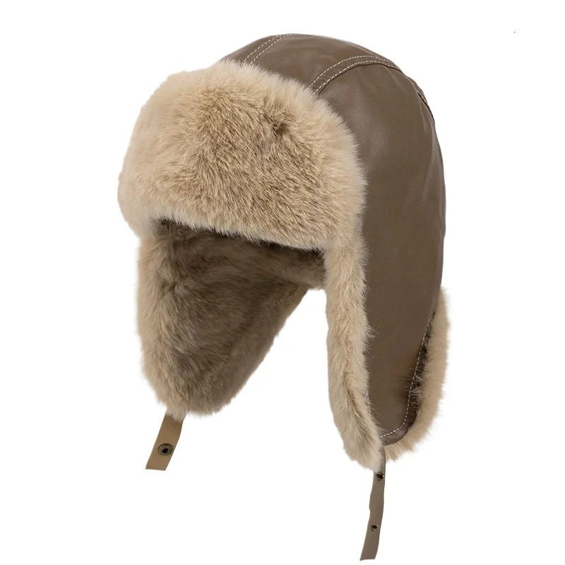 Winter Thick Warm Russian Ushanka Hat For Men Womens Pilot Bomber Trapper Hat Faux Fur Leather Snow Cap with Ear Flaps 251029