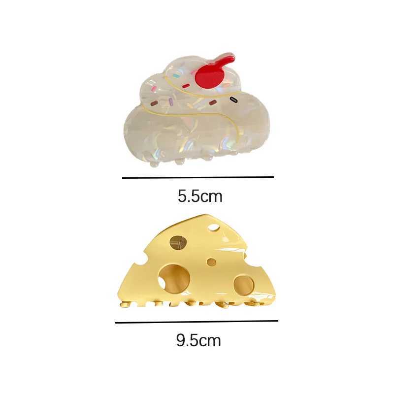 Fashion Cute Fun Creative Design Cake Yellow Cheese Hair Clip Ponytail Clip Women Girls Hair Accessories GiftsW251028