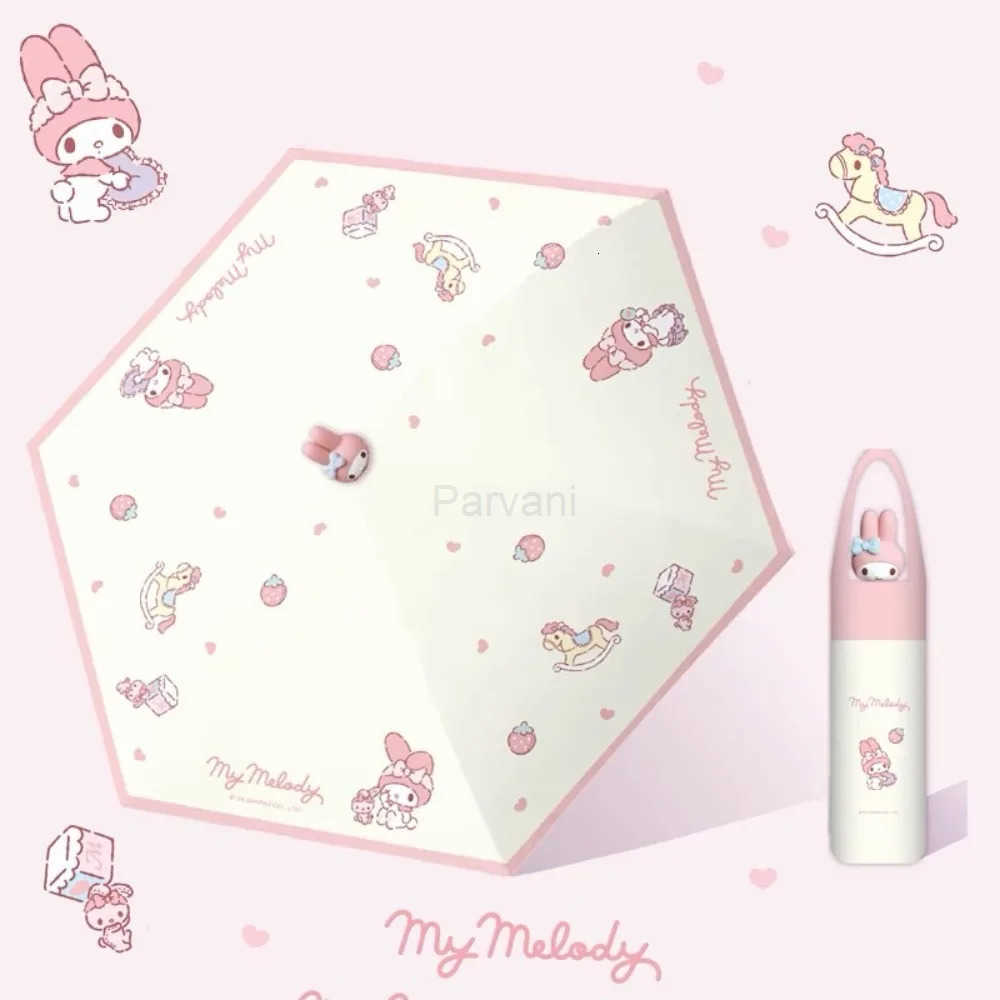 Sanrio Sanrio Cute Umbrellas My Melody Kuromi Cartoon 3D Doll Head Simple Fresh Fashion and Exquisite Ultravioletproof Umbrella Gifts L251029
