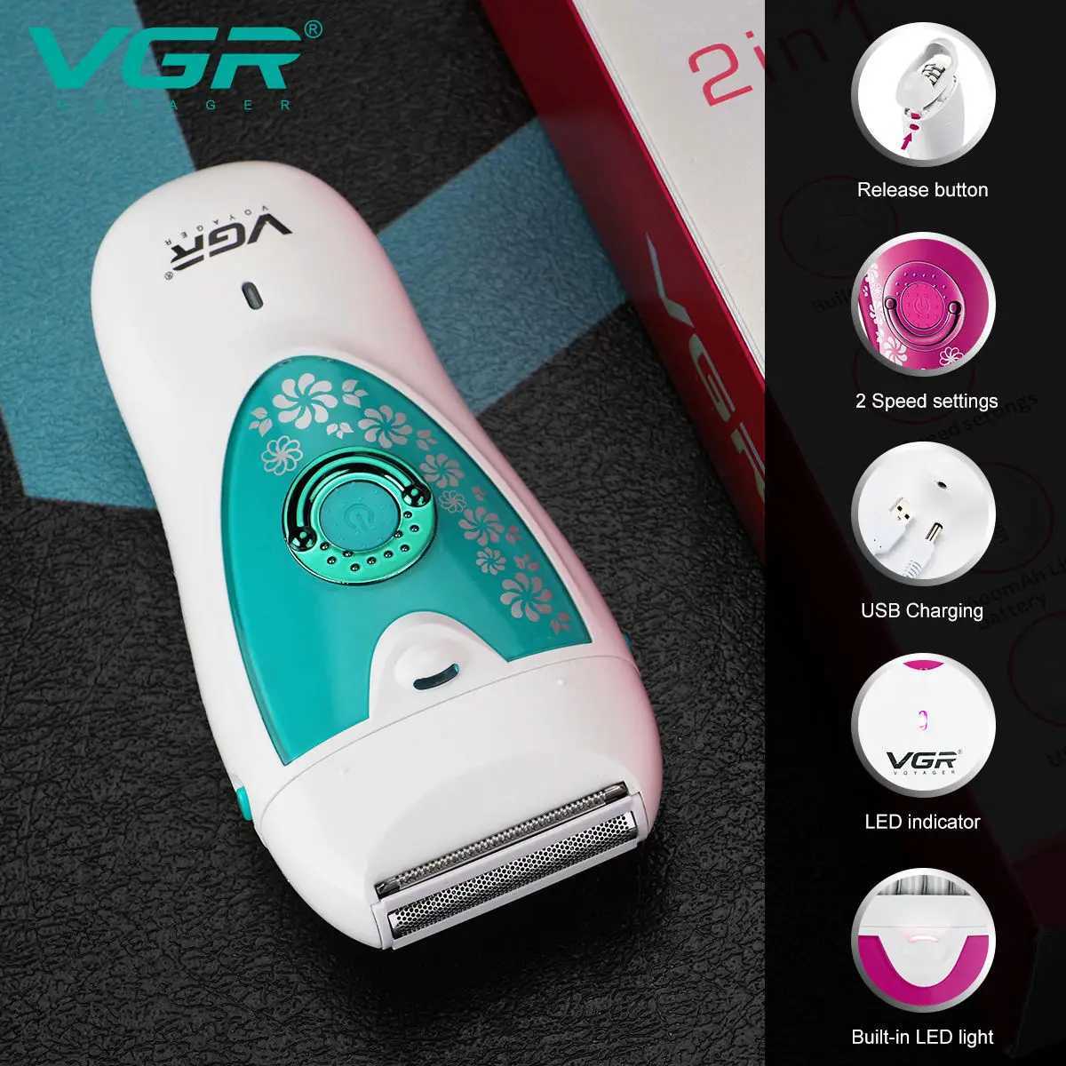 VGR Electric Epilator Women Rechargeable Electric Shaver Whole Body Available Painless Depilat Female Hair Removal Machine 722 J251117
