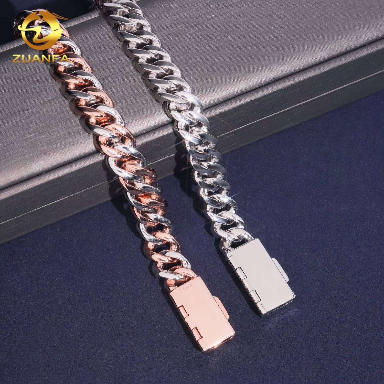 Hot Selling Rise Moissanite Design13mm 925 Sterling Silver Hip Hop Iced Out Pass Diamond Test Moissanite Cuban Link Bracelet