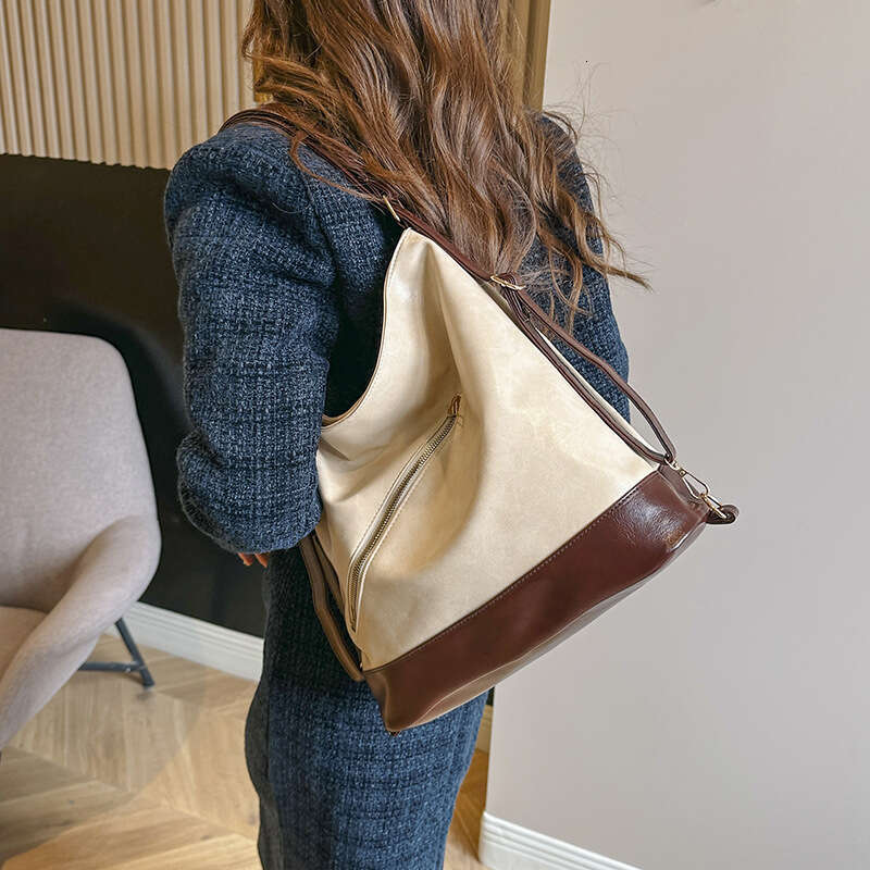 Designer bag Tote for Women 2024 New Large Capacity Commuter Backpack Color-Block Chain Single Shoulder Crossbody Autumn Winter Bucket Bag