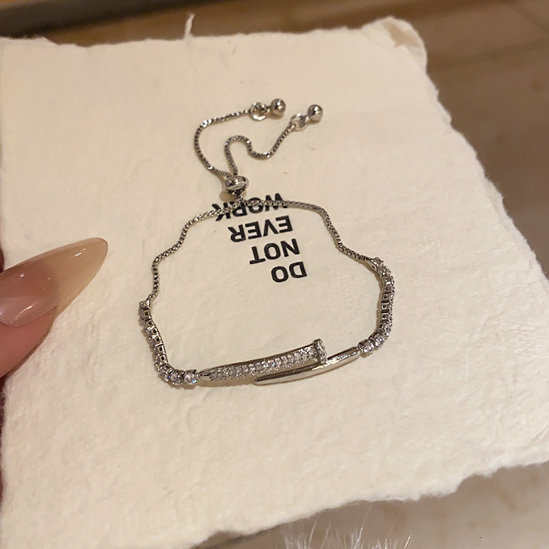 Copper electroplated zirconium nail geometrically adjustable bracelet simple elegant, high-end style wristband commuting with various beads for versat