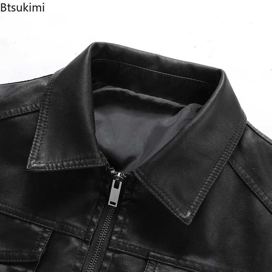 High Quality Mens PU Leather Jackets Fashion Motorcycle Coats Solid Slim Business Leather Tops Autumn Winter Warm Men ClothingT251029