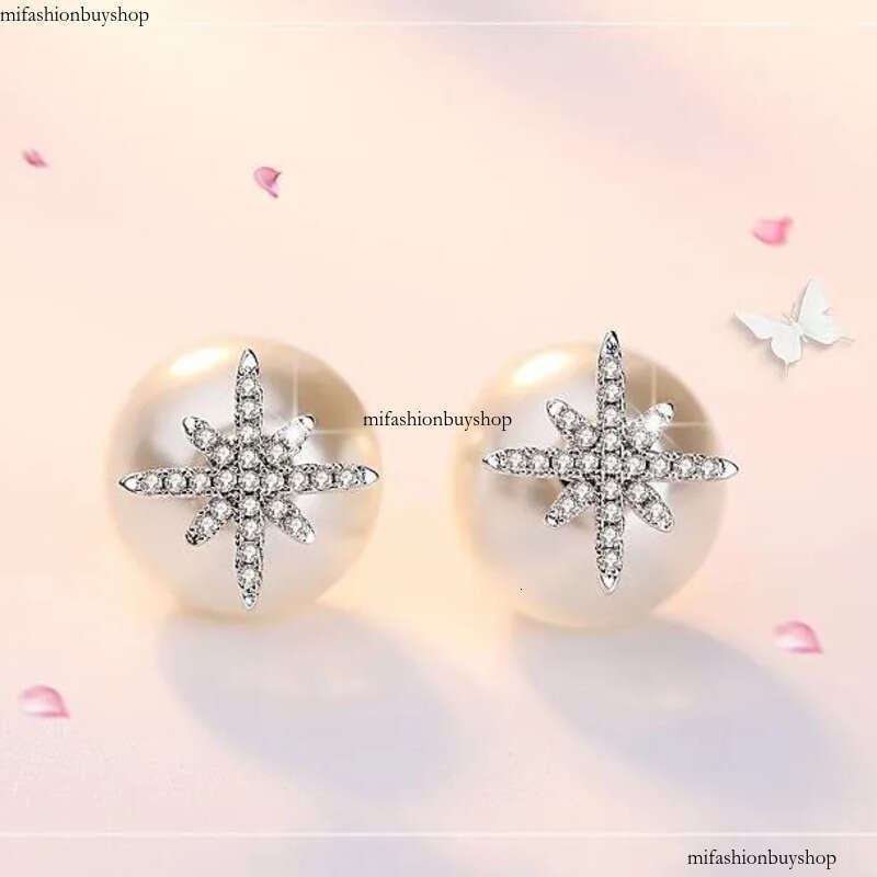Star Crystal Designer Stud Earrings with Pearl Shining Bling CZ Zircon Dia Stone Elegant Earring Earings Ear Rings Jewelry for Women2024