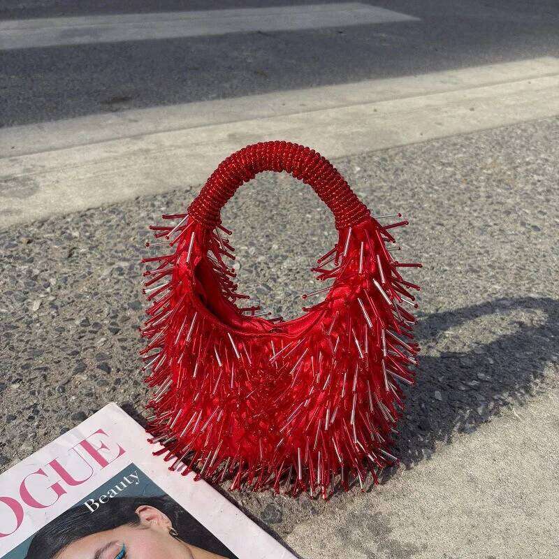 Designer Bags Fashion Tassel Armpit Beads Beading Rivet Casual Cool Large Capacity Women Handbag Lady Purse Shoulder Underarm Bag Luxury Bag