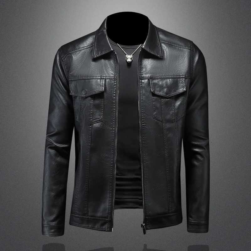 Highquality Mens Leather Jacket Fashion Casual Motorcycle Bike Leather Jackets Handsome Streetwear Waterproof Mens ClothingT251029