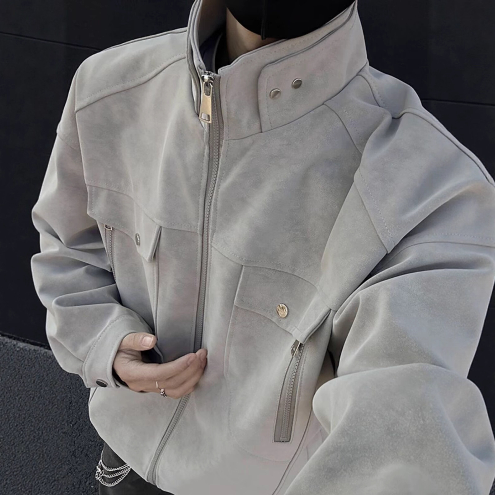 Designer Jacket American Style PU Leather Jacket For Men Spring And Autumn Short Trendy Brand Stand Collar Workwear Flight Jacket With High-end Feel