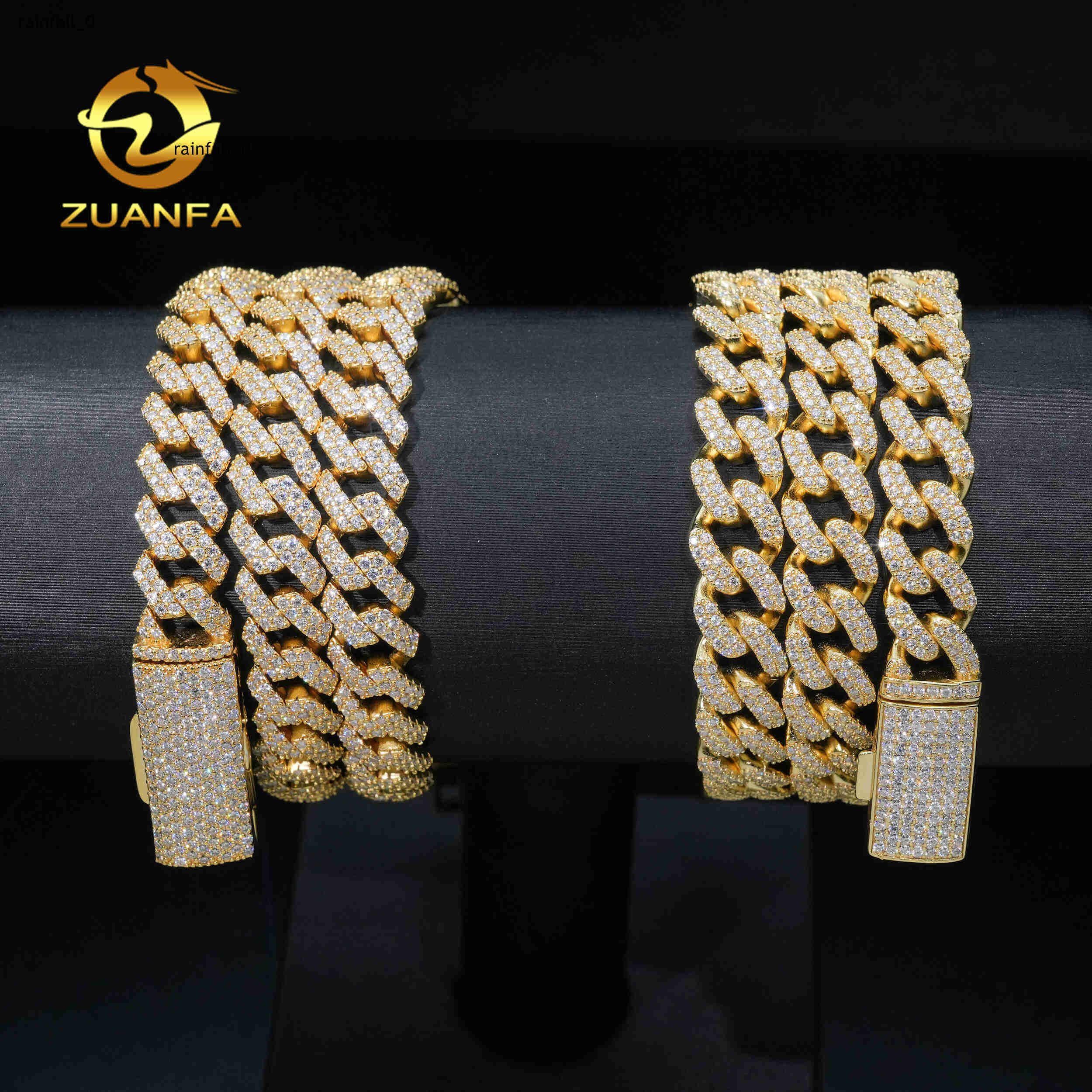 Everyday Moissanite Chain Cuban Links Prong Chain 925 Silver Oval Shape Cuban Link Chain Necklace Rose Gold Plated