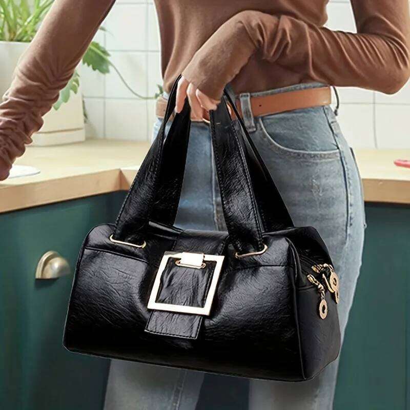 Designer Bags Women Multi-Layers Top-Handle Bag Quality Leather Handbags Purses Female Large Capacity Boston Ladies Free Labubu Pendant As A Gift
