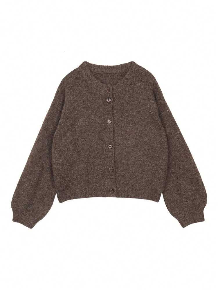 2025 AutumnWinter New Arrival Retroinspired Colourblocked Solidcolour Dropshoulder Longsleeved Casual Knitted CardiganT251028