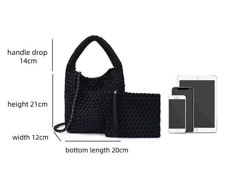 Woven + Purse Neoprene Tote Handbag Fashion Crossbody Top-Handle Travel Underarm Shopper Bag For Women