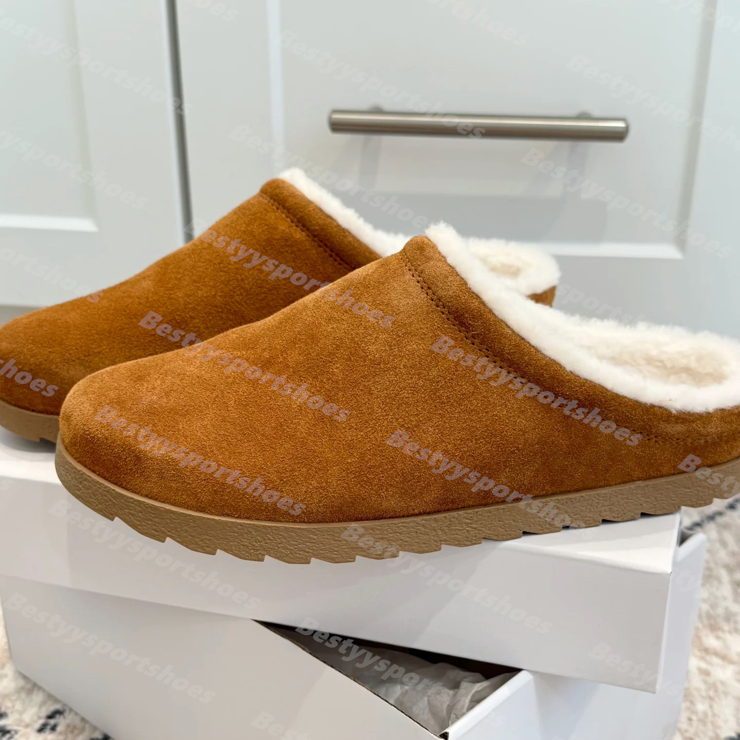 2025 Women Sherpa Recovery Slippers Fur Slides Furry Designer Mules Fall Winter Homewear Slide Men Footwear Luxury Comfortable Fuzzy Flip Flop Fluffy Size 35-45