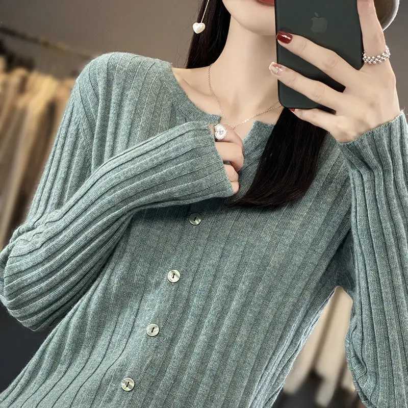 Autumn Winter Knitted Cardigan Short Sleeve Slim Fit Versatile Sweater CoatT251028