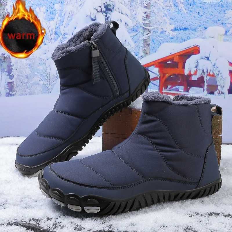 Women Men Barefoot Snow Boots Waterproof Warm Fur Shoes Non Slip Ankle Boots Comfort Zipper Cotton Boots Men Outdoor Work Shoes Z251029