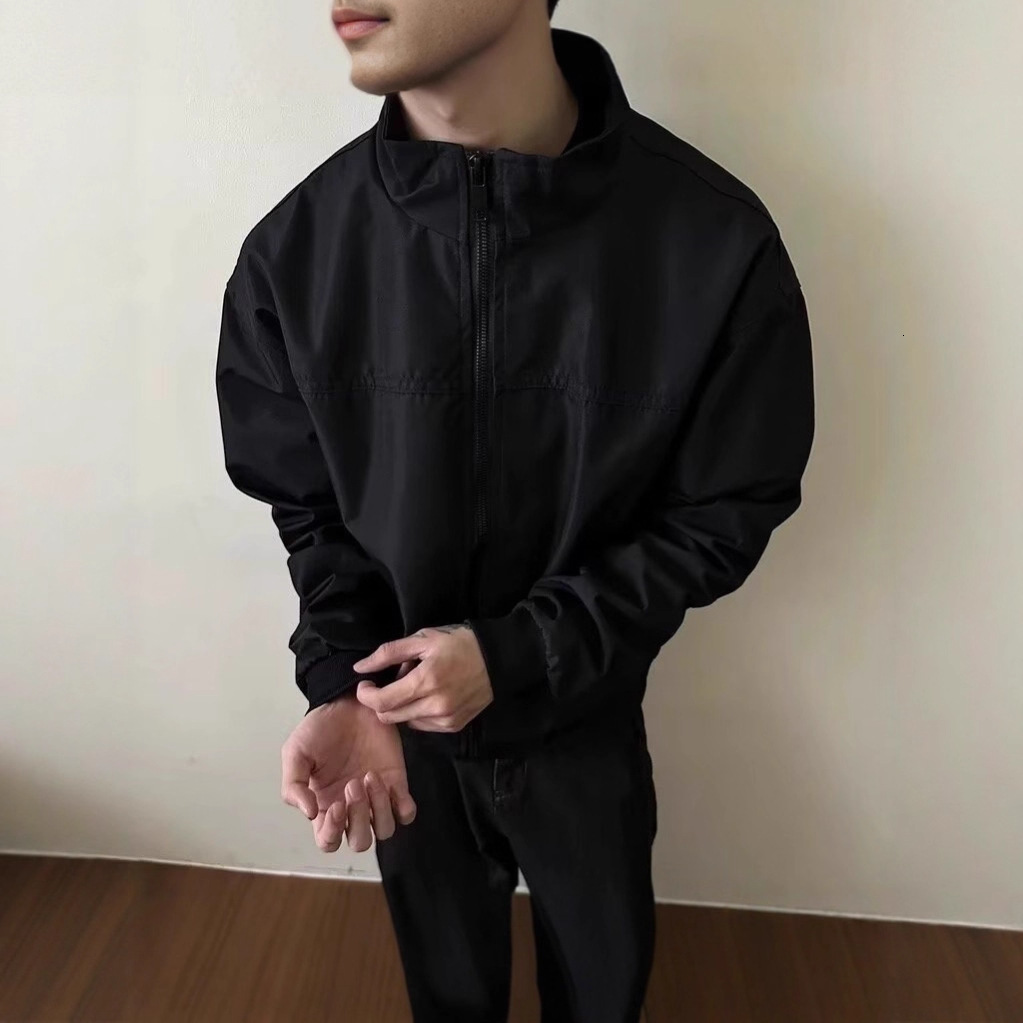 American Style Jacket Stand Collar Designer Jacket Windbreaker Men Autumn Winter Solid Color Casual Loose Versatile Zipper Workwear Flight Jacket