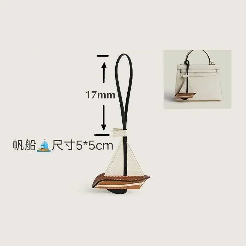 Newly Sailboat Bag Charm Pendant Smooth Sailing Handmade Genuine Cowhide Car Hanging High Quality Key Chain Bags AccessoriesW251029