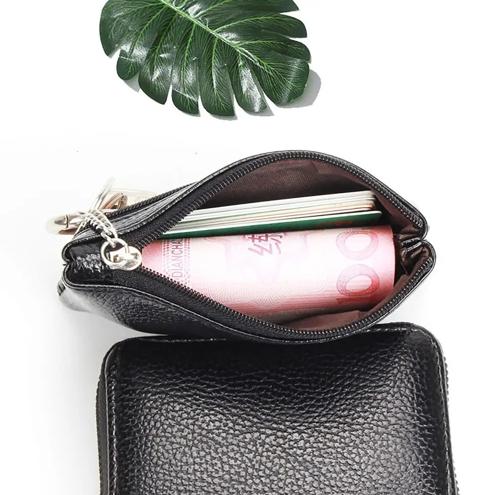 PU Leather Money Coin Purse with Key Ring Waterproof Pocket Purse Zipper Wearresistant Credit Card Holoder Male 251029