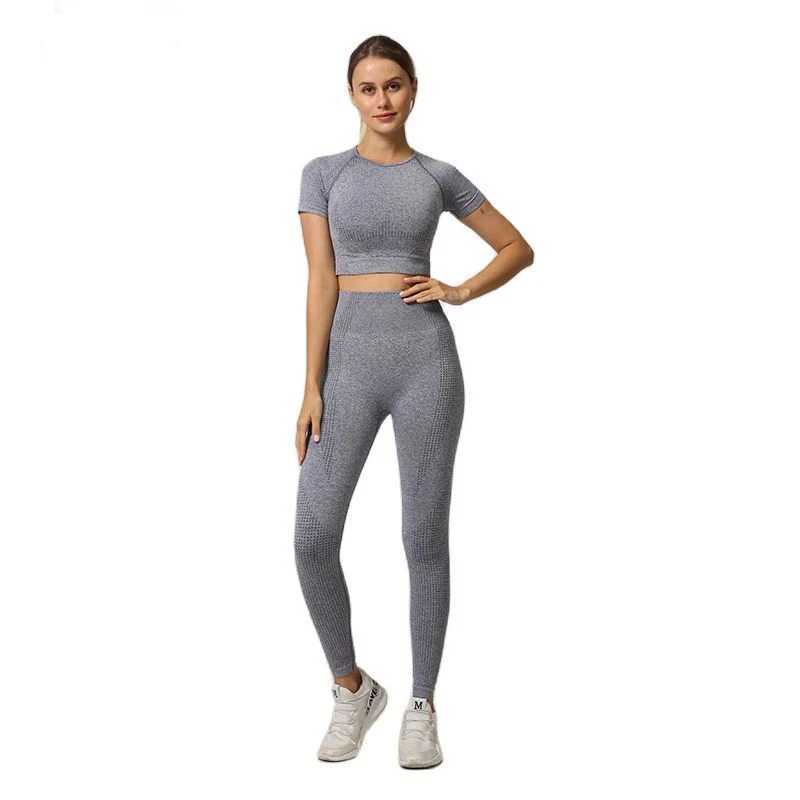 WAREBALL Seamless Yoga Set Women Workout Gym Clothes Fitness Short Sleeve Crop Top Shirt High Waist Leggings Pants Sports SuitsXJ251029