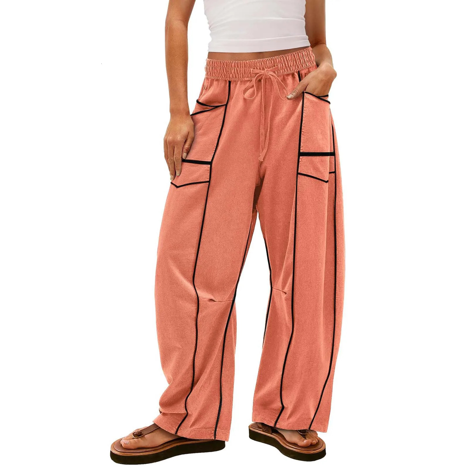 Womens Loose Wide Leg Pants Casual Summer Drawstring Waist Sweatpants 251029