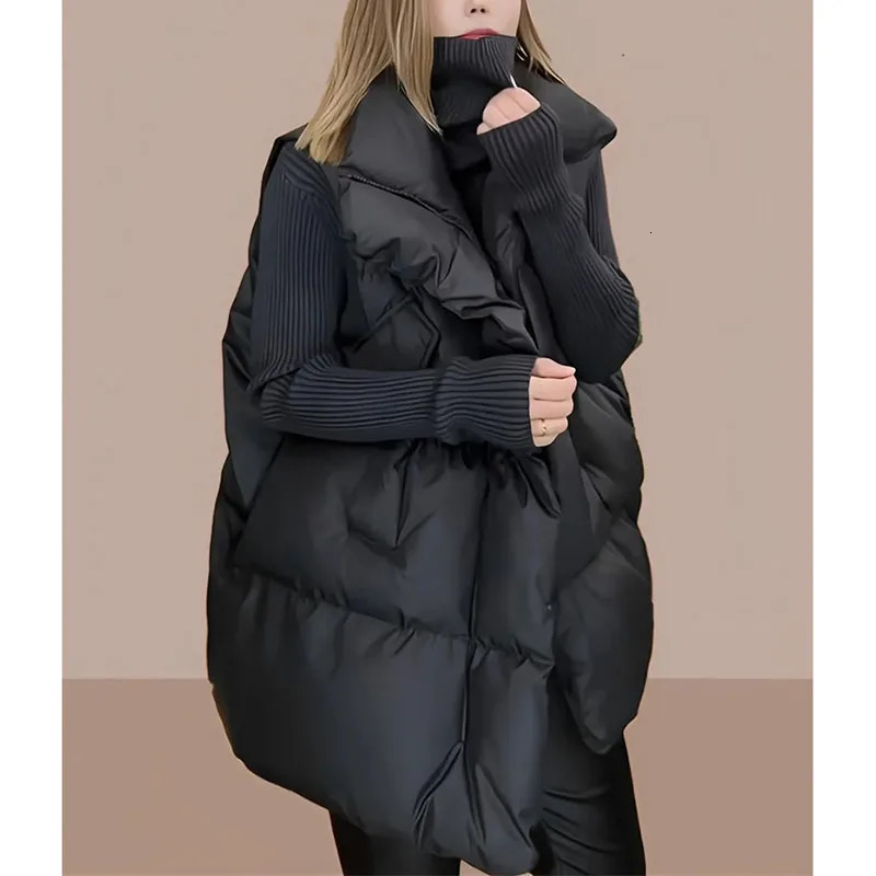 Women Large Size 6XL Parkas Waistcoat Winter Ladies Casual Puffer Sleeveless Coat Korean Female Cotton Padded Vest Jacket 251027