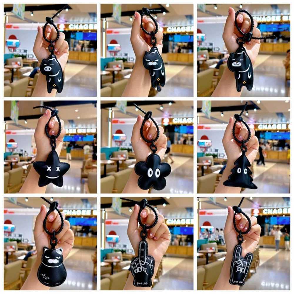 Cat Leather Keychain Pig Christmas Tree Cartoon Leather Pendant PU Leather Pendant Car Key Pendant Bag PendantW251029