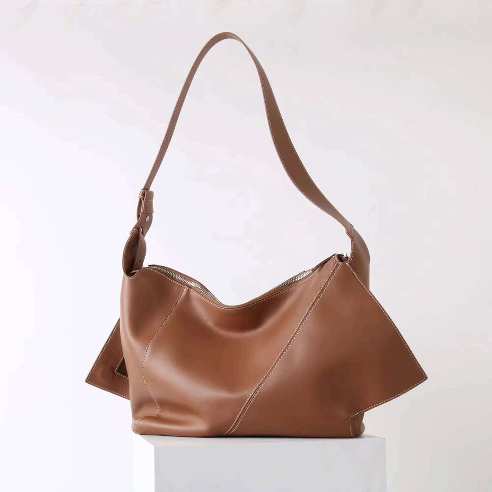 Two-Layer Cowhide Tote New Design Personalized Fashion Large Capacity Crossbody Slack Feeling Women's Shoulder Bag Suotong1029