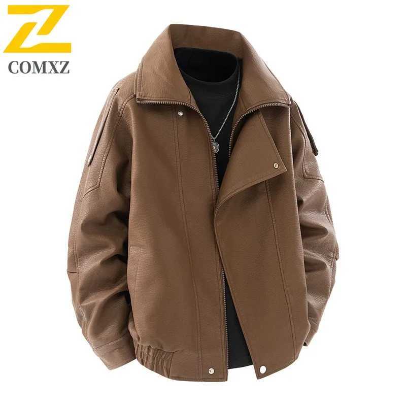 COMXZ Autumn Winter Motorcycle Jacket Cross Border Two Way Flight Jacket Trade Men Spring Autumn Leather JacketT251029