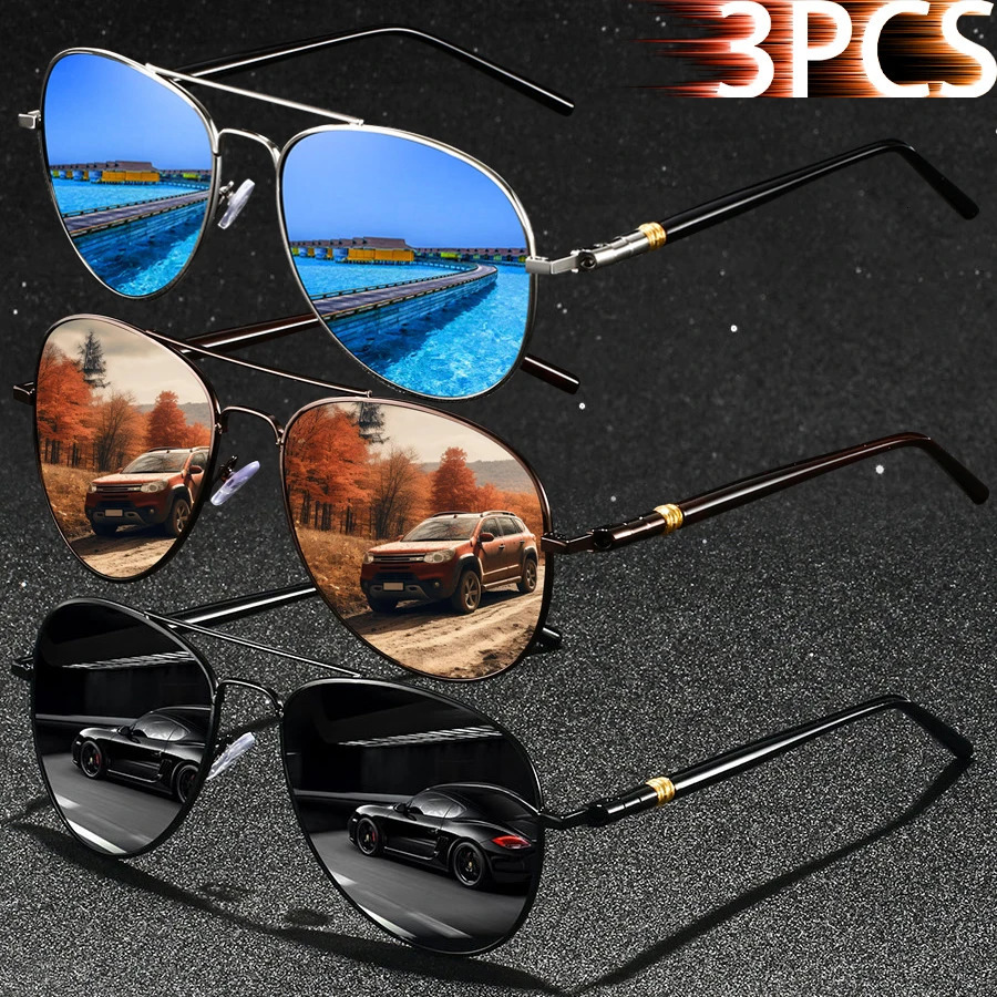 3 PCS Fashion Vintage Square Metal Frame Sunglasses Men Women Fishing Driving y ner Sun Glasses Eyewear UV400 251013