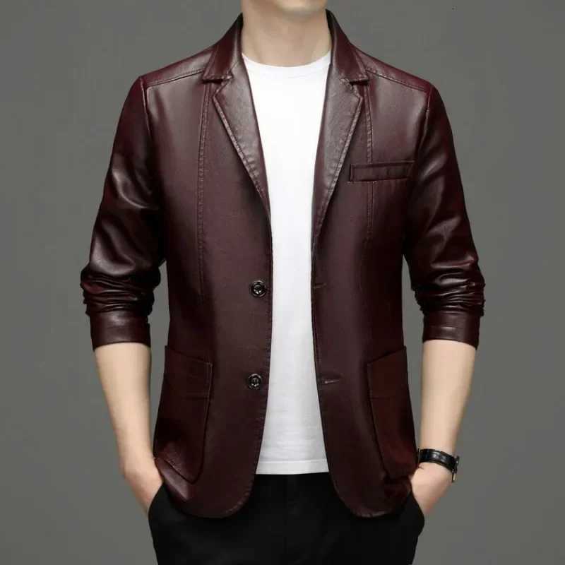 Spring and Autumn Highend Mens Fashionable Leather Jacket Waterproof and Windproof Mens Suit Leather JacketT251029
