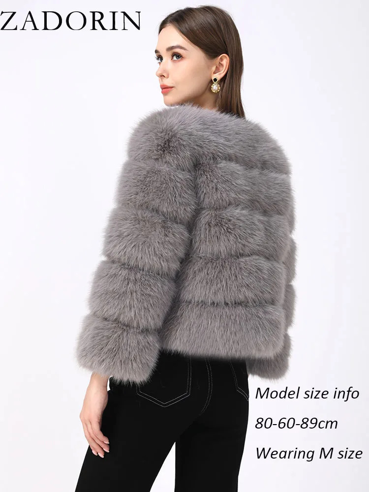 ZADORIN S6XL Mink Coat Winter Black White Faux Fur Coat Woman Elegant Fluffy Faux Fur Jacket Top Short Fur Coats Woman Clothing 251013