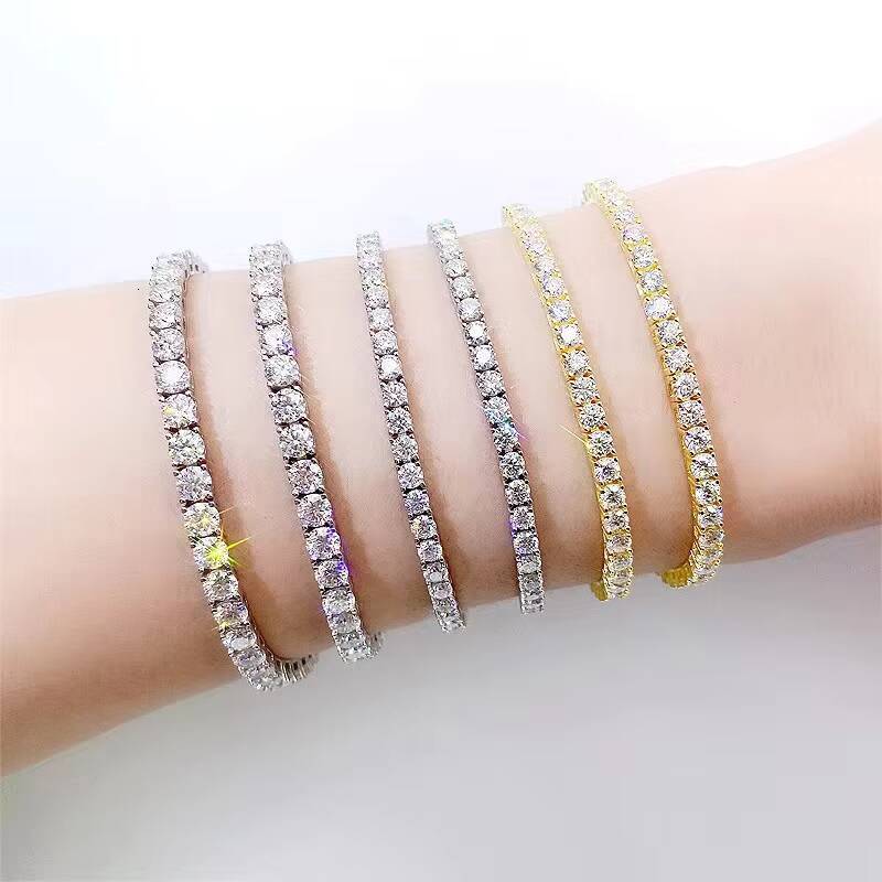 High quality Custom gold fashion stainless steel jewelry Iced out Tennis Chain Necklace and Bracelet