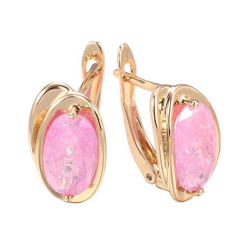 Kinel Luxury Red Natural Zircon Drop Earrings for Women 585 Rose Gold Color Trendy Big Earrings Fine Bride Wedding Jewelry 2022W251029