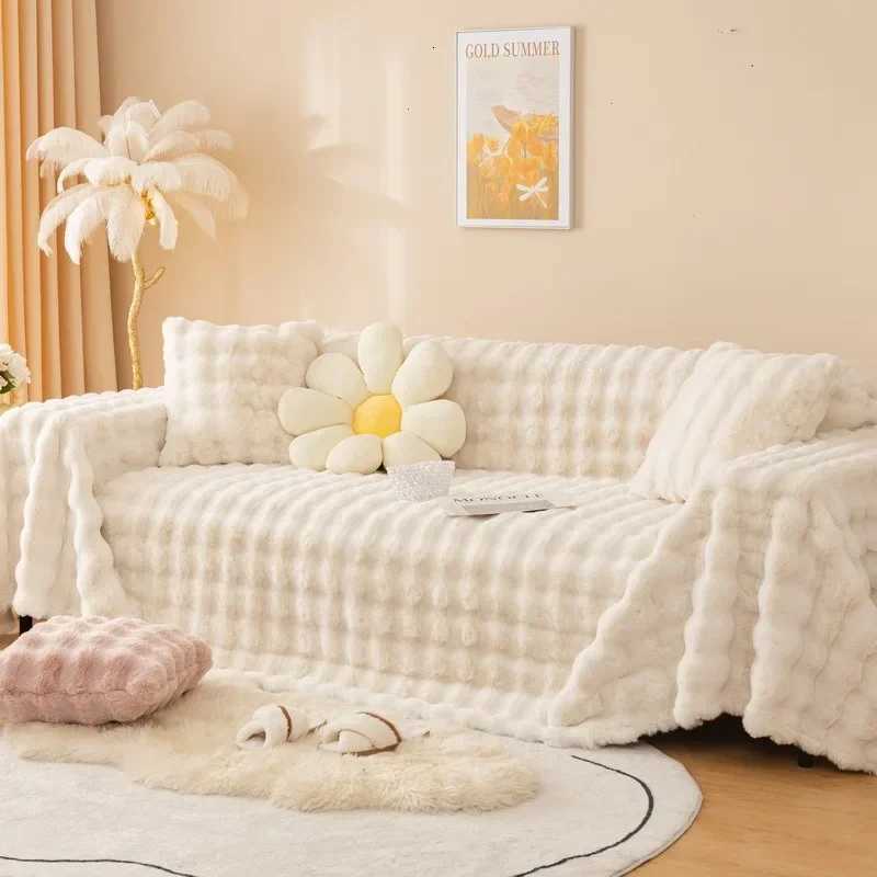 Luxury Imitation Rabbit Plush Sofa Towel Winter Warm Fluffy Throw Blanket Super Soft Smooth Thicken Velvet Sofa Cover C251028