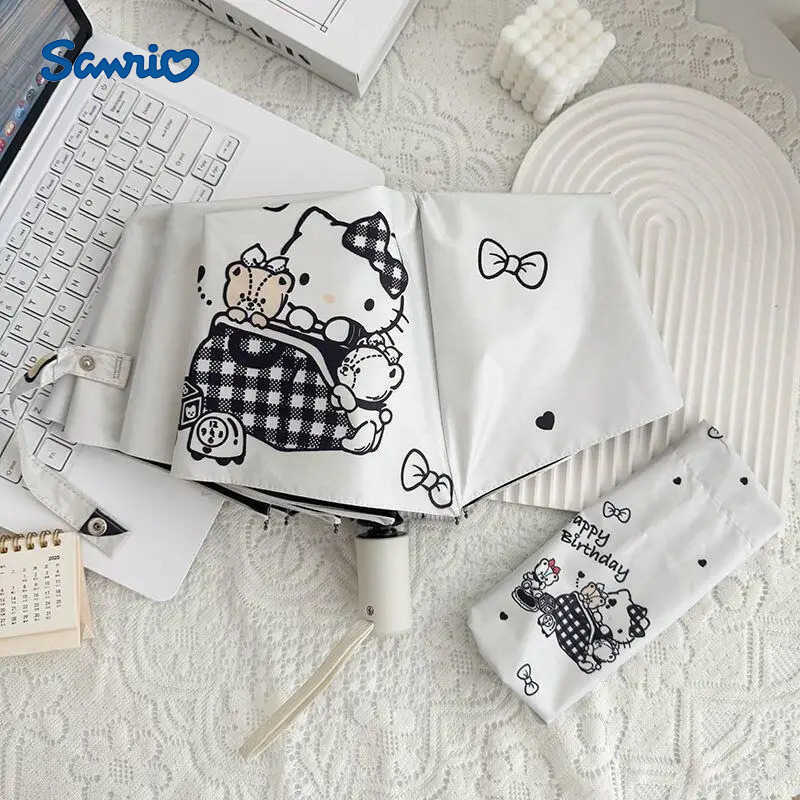 Sanrio Hot Sanrio Hello Kitty Foldable Umbrella Kawaii Anime Uv Protection Sun Protection and Shade Sunshine and Rain Dual Use Umbrella L251029