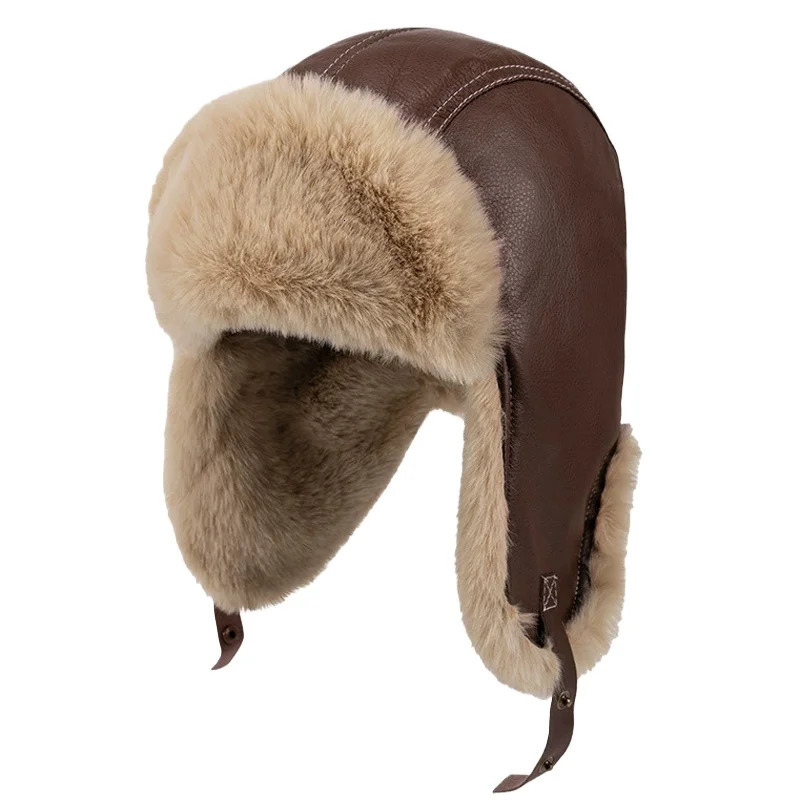 Winter Thick Warm Russian Ushanka Hat For Men Womens Pilot Bomber Trapper Hat Faux Fur Leather Snow Cap with Ear Flaps 251029
