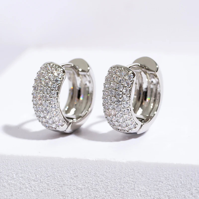 Zirconia Pave Hoop Earrings Women Men Unisex Earrings Hip Hop Party Jewelry Bridal Wedding Accessories Gift 251028