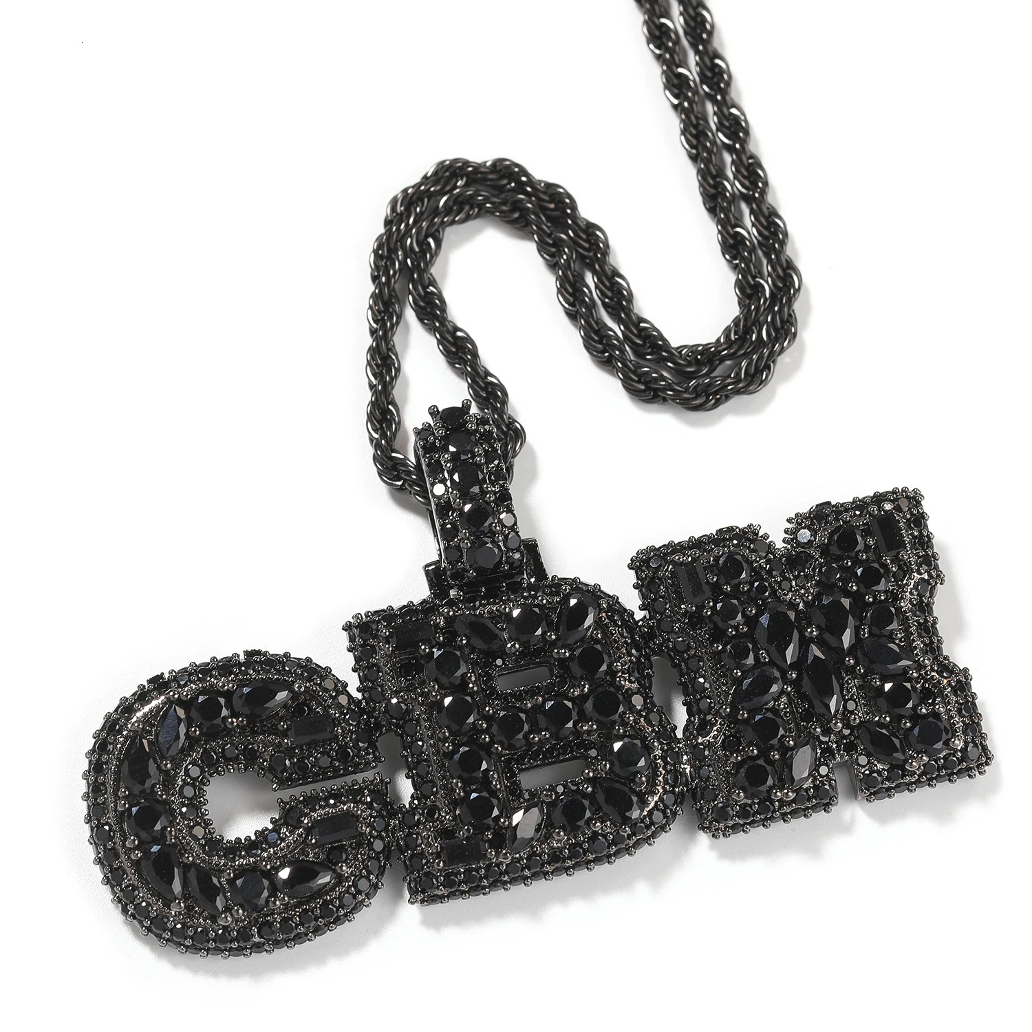 UWIN Custom Mix Color CZ Letter Necklaces Iced Out 5A Irregular Baguettecz Vertical Name Pendants Personalized Fashion Jewelry w251121