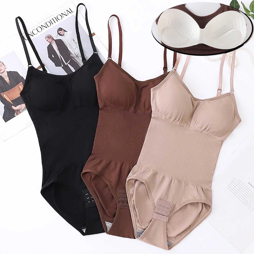 Shapewear Bodysuit for Tummy Control Women Hooks Crotch Body Shaper Stree Jumpsuit with Bras Abdomen Control 251029