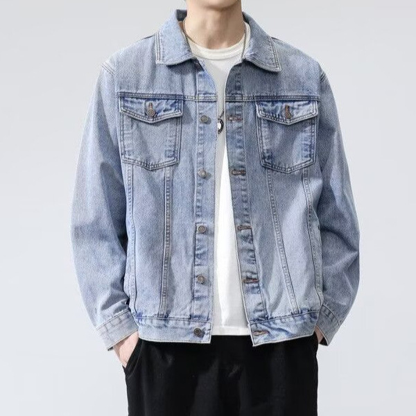Autumn New Men's Denim Designer Jacket Jacket Trendy Loose American Style Washed High Street Casual Jacket Plus Size Men