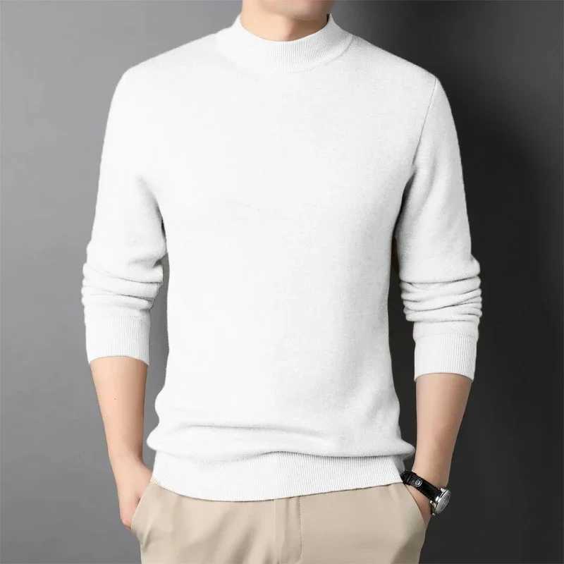 Autumn Mock Neck Sweater Coats Men Solid Color Pullovers Winter Man Half Turtleneck Knitwear Fashion Brand Casual Mens Clothing J251029