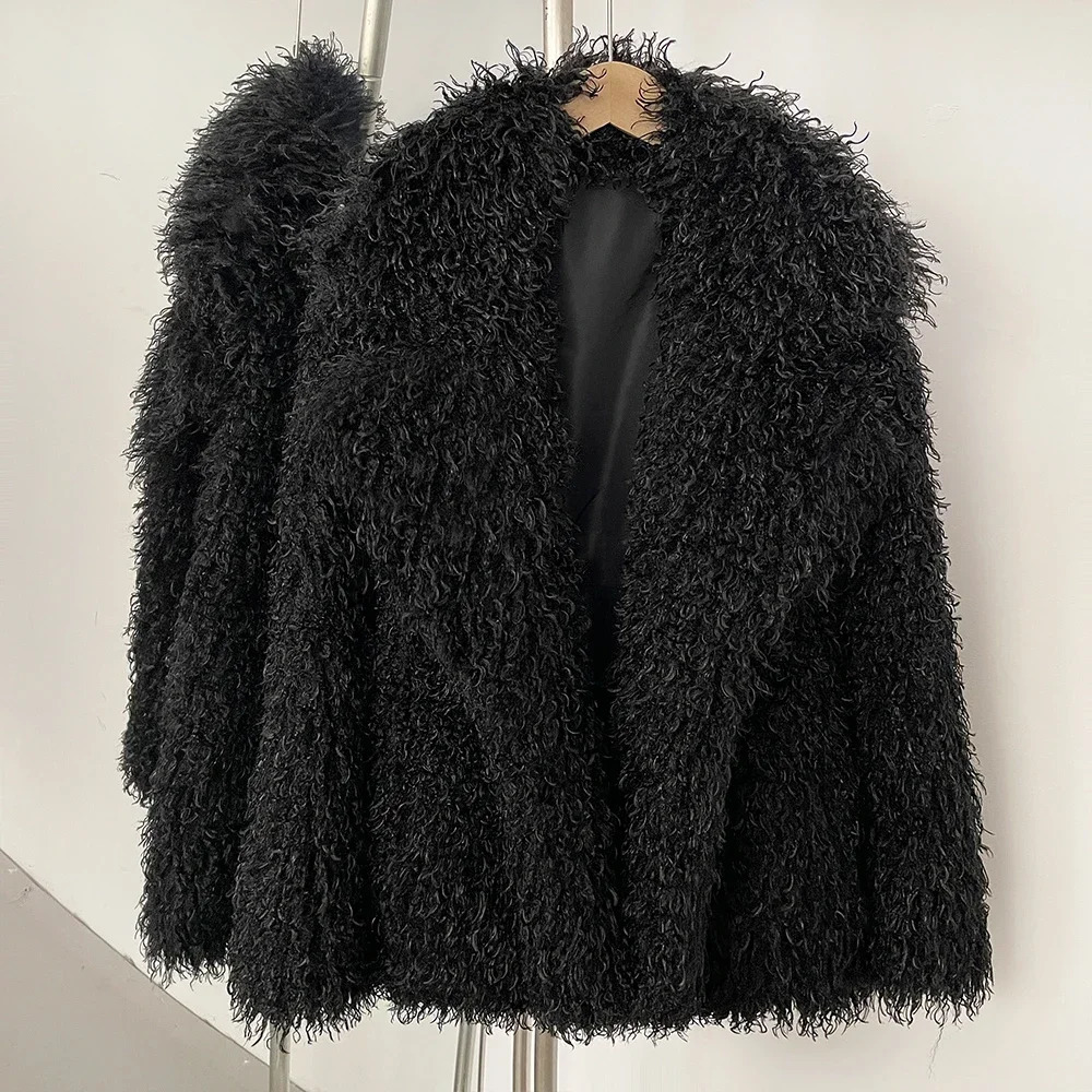 OFTBUY Fluffy Fur Women Fur Coat Ecofriendly in Winter Long Sleeve Warm Faux Fur Jacket Female Office Lady Chic Outerwear 251029