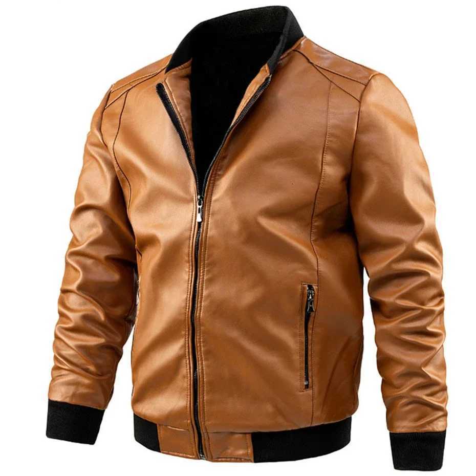Plus Size 6XL 7XL PU Jacket Men Faux Leather Coat Casual Motorcycle Biker Coat Solid Color Leather Jackets Male Big Size 6XL 7XLT251029