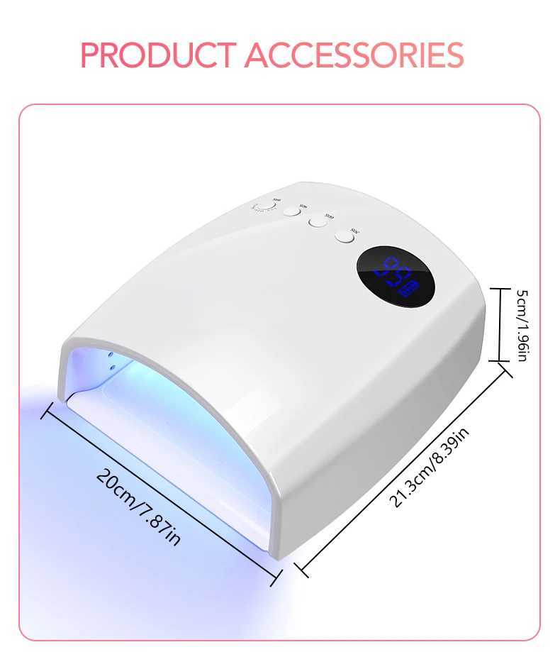 45 LEDs 4 Timers Modes 168W UV Lamp For Nails Wireless Gel Polish Nail Dryer Pedicure Manicure Light Cordless LCD Nail Lamp J251117