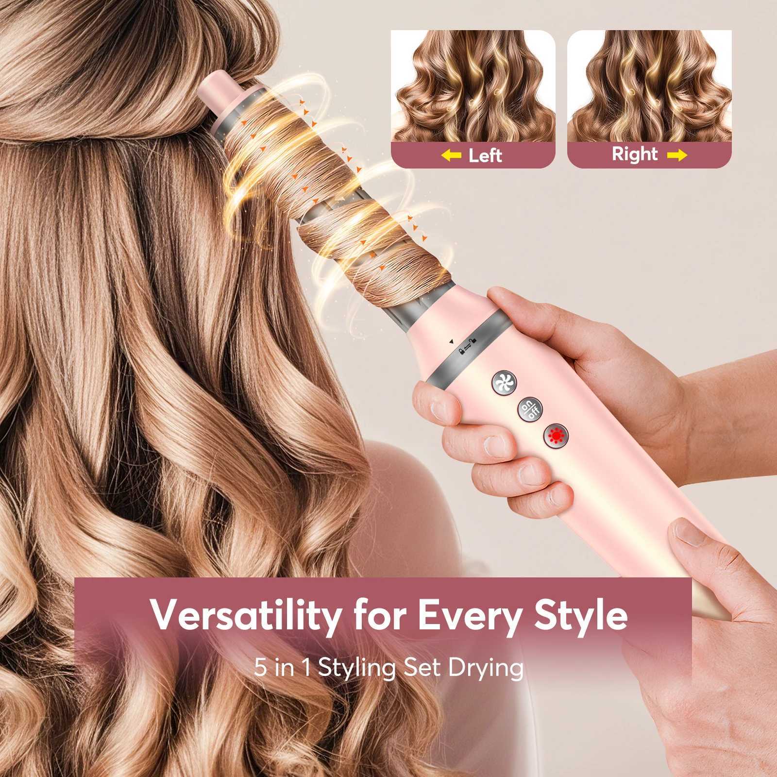 5 in Air Wrap Hair Styler FrizzFree Auto Wrap Curler HighSpeed Hair Dryer Straightening Blow Dryer Brush for Styling W251029